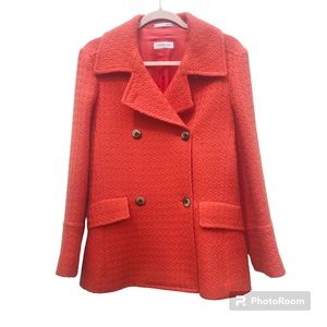 Vintage orange Bernard Zins Paris wool alpaca doublebreasted coat Made in France